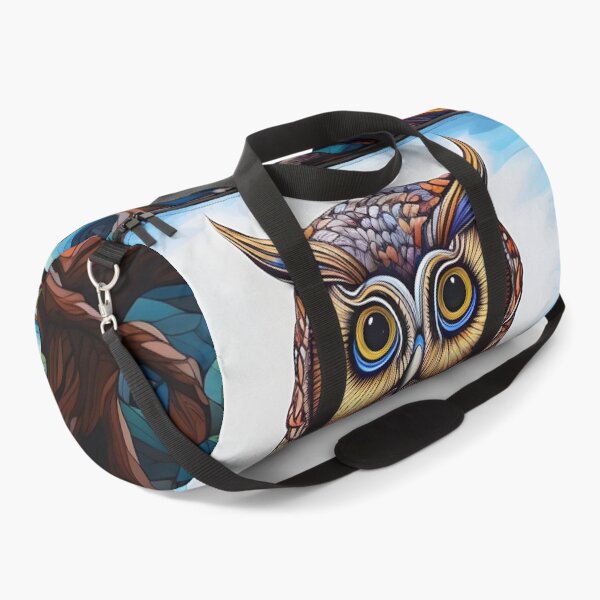 Item preview, colorful floral vivid perched owl, designed and sold by dcrc.
