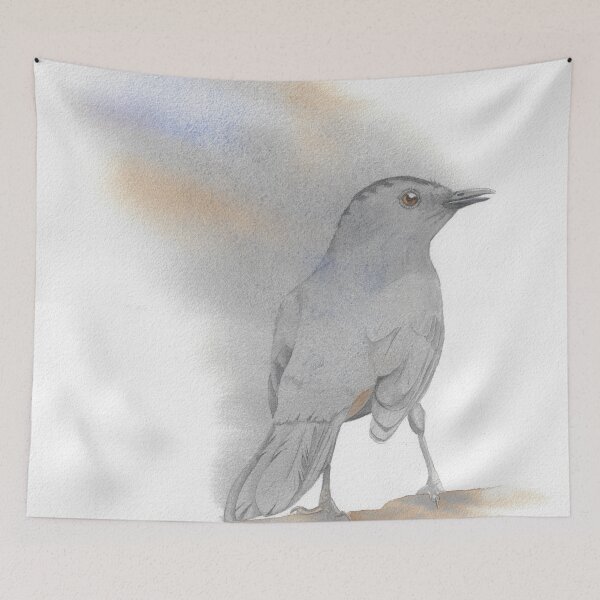 Item preview, Grey catbird watercolor bird portrait designed and sold by L'Atelier Oranjade.