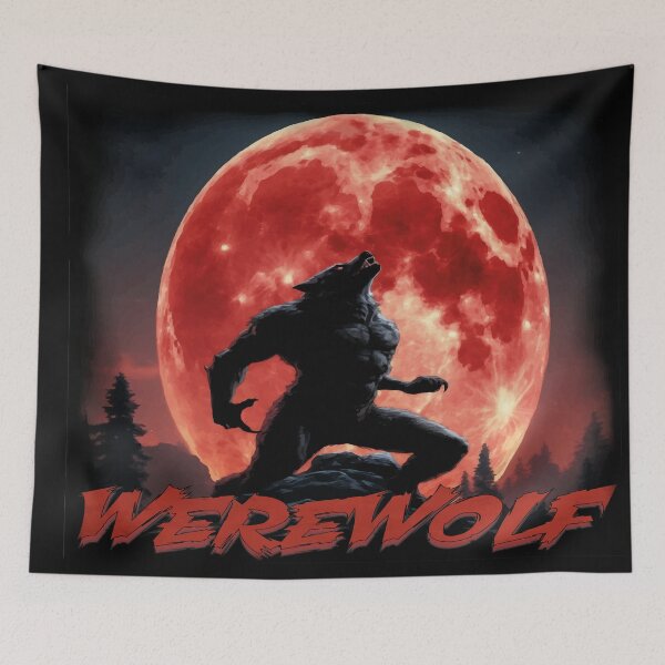 Item preview, A werewolf howling fiercely under a bloody moon designed and sold by Ozeller2.