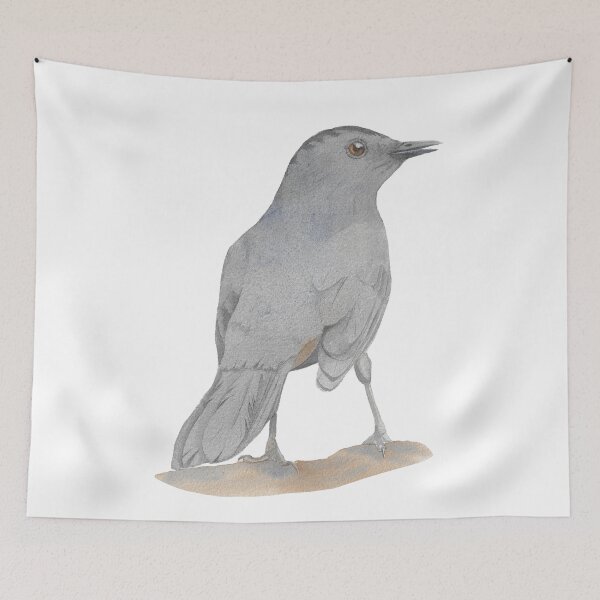 Item preview, gray Grey catbird watercolor bird portrait designed and sold by L'Atelier Oranjade.