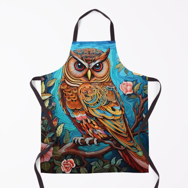 Item preview, colorful floral vivid perched owl, designed and sold by dcrc.