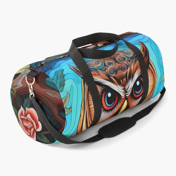 Item preview, colorful floral vivid perched owl, designed and sold by dcrc.