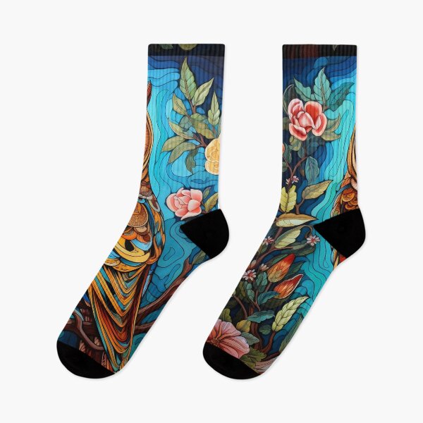 Item preview, colorful floral vivid perched owl, designed and sold by dcrc.