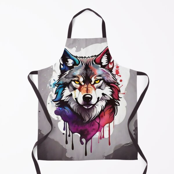 Item preview, Watercolor front facing strong colorful wolf logo designed and sold by RAILGUNWII.
