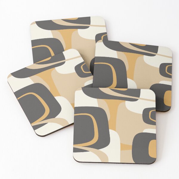 Item preview, Mid Century Modern Retro Abstract Pattern Muted Charcoal and Ochre Beige designed and sold by kierkegaard.