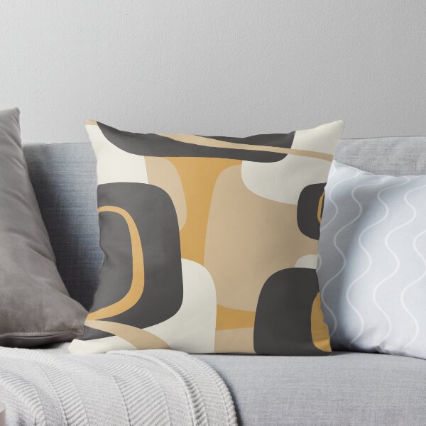 Item preview, Mid Century Modern Retro Abstract Pattern Muted Charcoal and Ochre Beige designed and sold by kierkegaard.