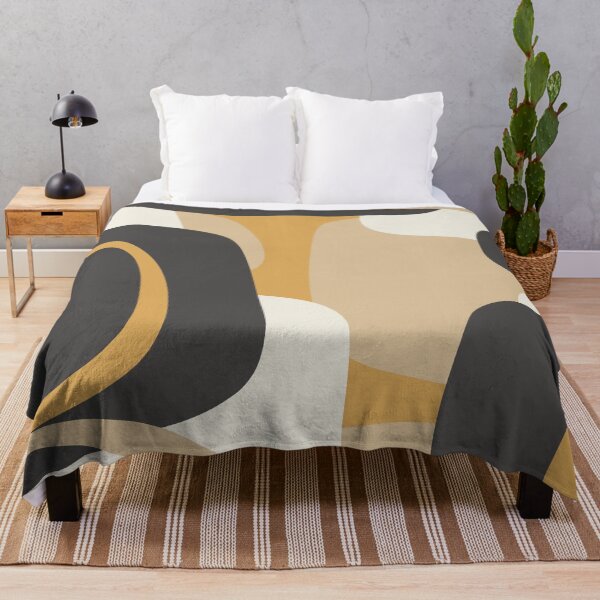 Item preview, Mid Century Modern Retro Abstract Pattern Muted Charcoal and Ochre Beige designed and sold by kierkegaard.