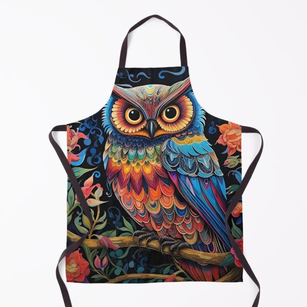 Item preview, colorful floral vivid perched owl designed and sold by dcrc.