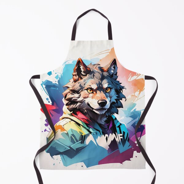 Item preview, Watercolor front facing strong colorful wolf logo, designed and sold by RAILGUNWII.