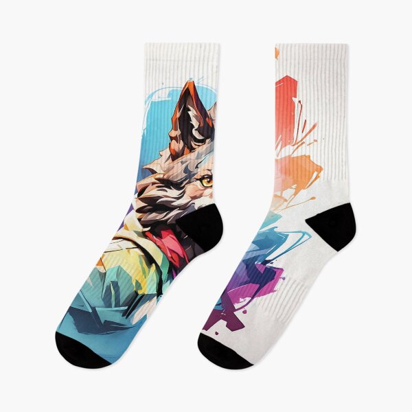 Item preview, Watercolor front facing strong colorful wolf logo, designed and sold by RAILGUNWII.