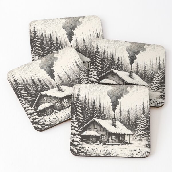 Item preview, Secluded Cabin in Winter Forest designed and sold by PictorialWhimsy.