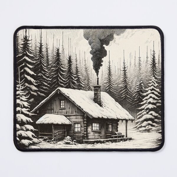 Item preview, Secluded Cabin in Winter Forest designed and sold by PictorialWhimsy.