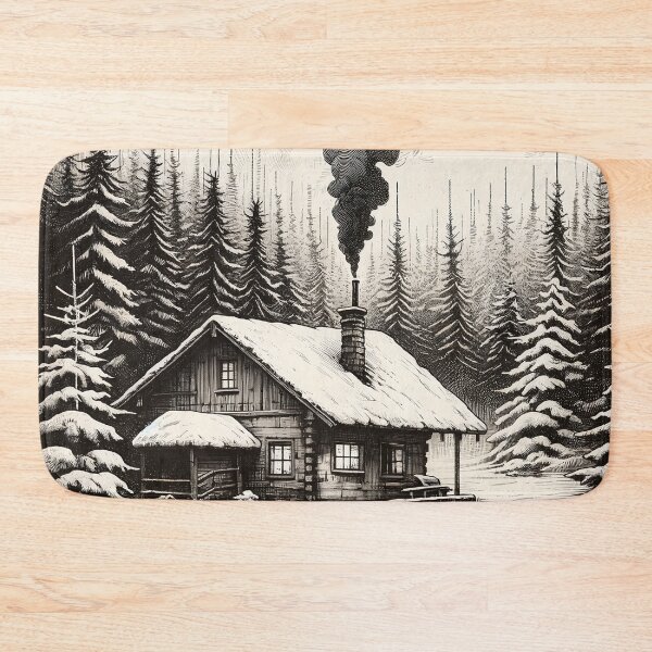 Item preview, Secluded Cabin in Winter Forest designed and sold by PictorialWhimsy.