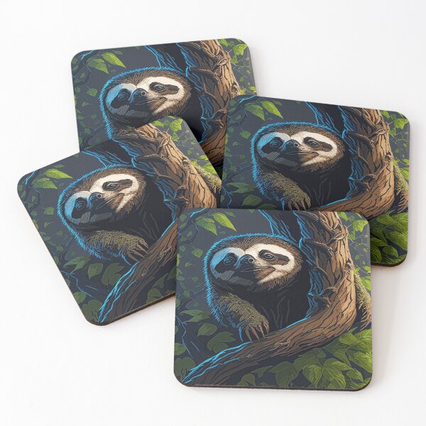 Item preview, Sloth hanging from a tree branch with a gentle smile designed and sold by momoworlddesign.