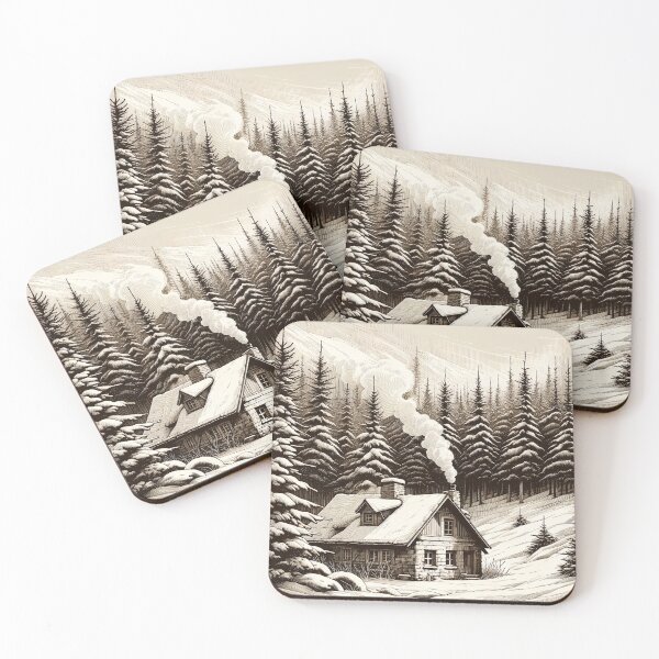 Item preview, Winter Silence at Mountain Cabin designed and sold by PictorialWhimsy.