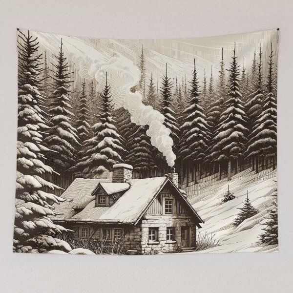 Item preview, Winter Silence at Mountain Cabin designed and sold by PictorialWhimsy.