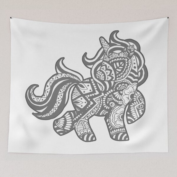 Item preview, Unicorn zentangle gray and white designed and sold by -soraya-.