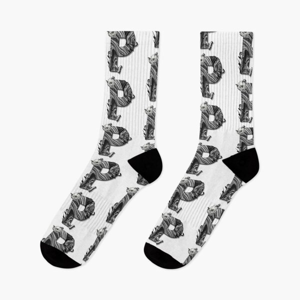 Item preview, Monogram P black and white botanical liquid marble designed and sold by iRenza.