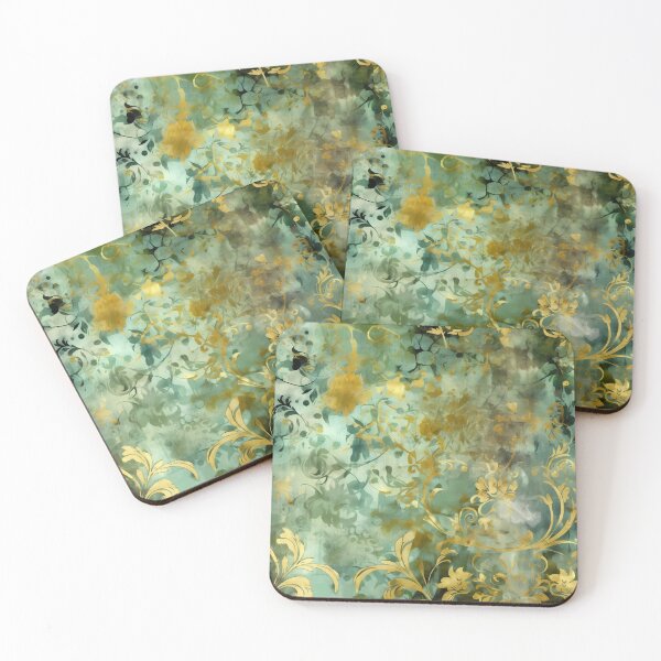 Item preview, Sage Green and Gold Grunge Damask Textile Pattern Regency Core Aesthetic  designed and sold by MimsTees.