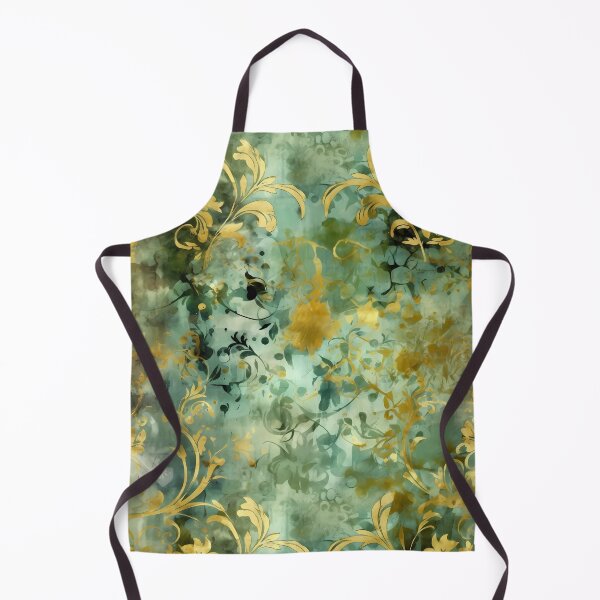 Item preview, Sage Green and Gold Grunge Damask Textile Pattern Regency Core Aesthetic designed and sold by MimsTees.
