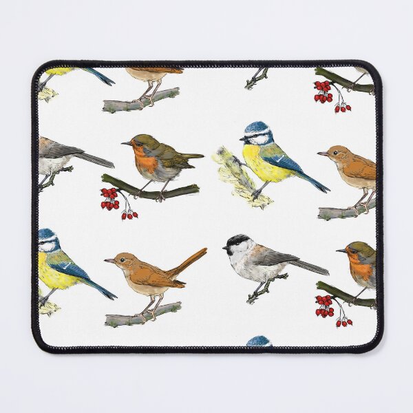 Item preview, four European songbirds white background designed and sold by yaoyao-friends.