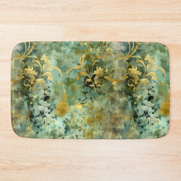 Item preview, Sage Green and Gold Grunge Damask Textile Pattern Regency Core Aesthetic  designed and sold by MimsTees.