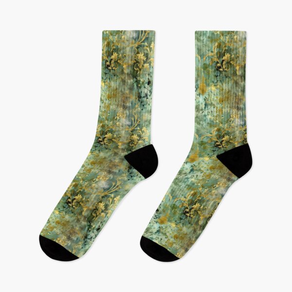 Item preview, Sage Green and Gold Grunge Damask Textile Pattern Regency Core Aesthetic  designed and sold by MimsTees.