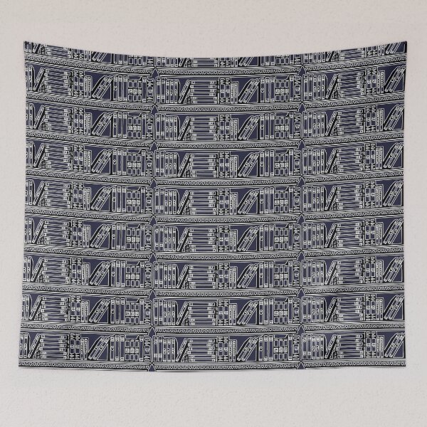 Item preview, Ink & Intuition: Book Shelves Pattern in Dark Blue Background designed and sold by IraNiva.