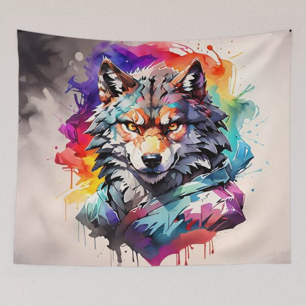 Item preview, front facing strong colorful wolf logo designed and sold by RAILGUNWII.