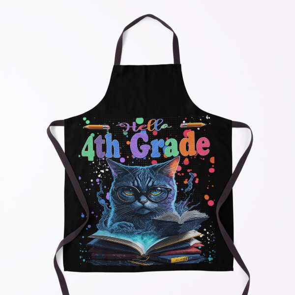 Item preview, Hello 4th Grade Whimsical Cat Reading with Glasses designed and sold by momoworlddesign.
