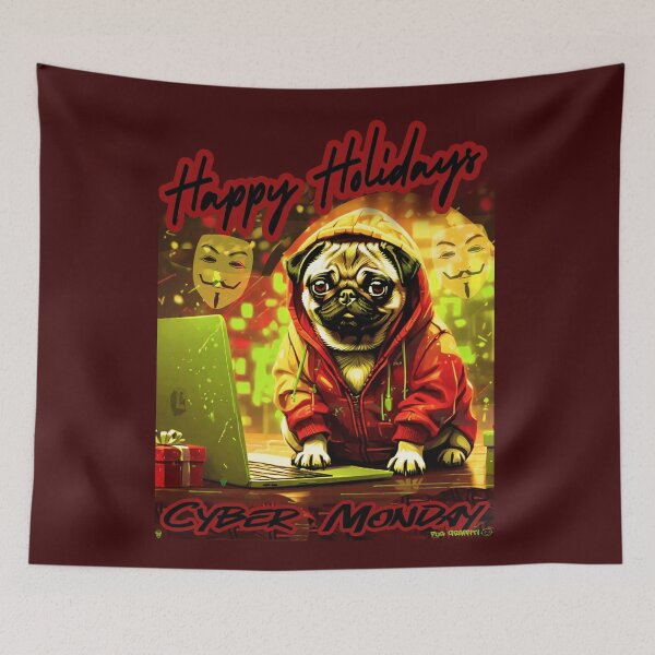 Item preview, Pug HAPPY HOLIDAYS 69 CYBER MONDAY  designed and sold by RedBluffTraders.