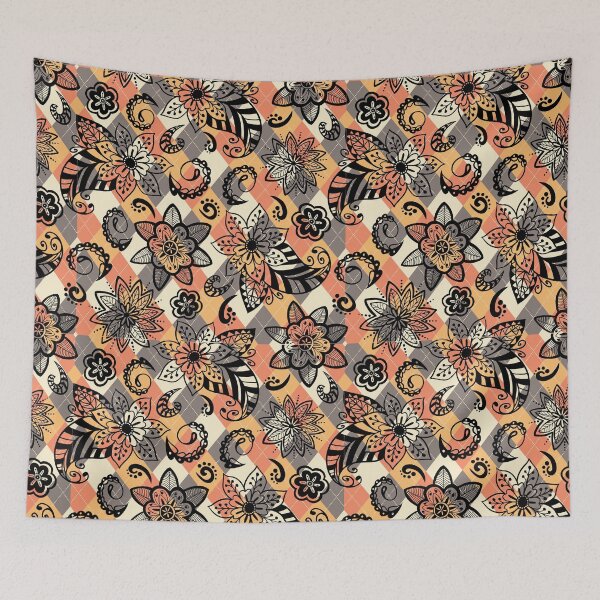 Item preview, Elegant Decorative Plaid Paisleys and Flowers Seamless Pattern designed and sold by OrangeMG.