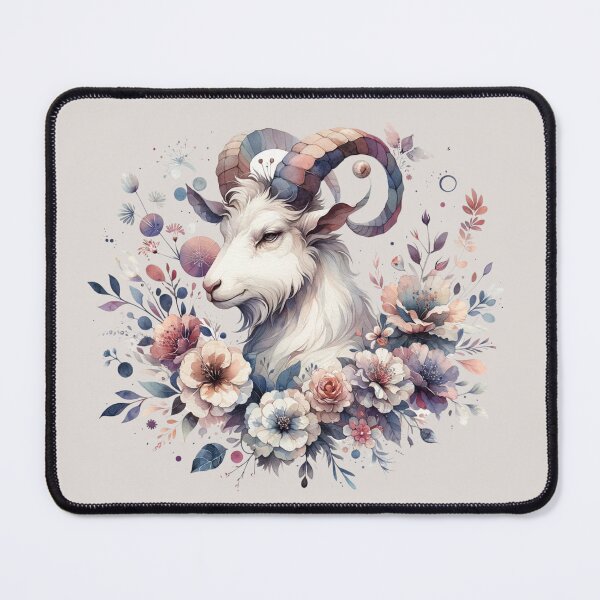 Item preview, Capricorn Zodiac Sign with floral motifs designed and sold by Chaput Store.