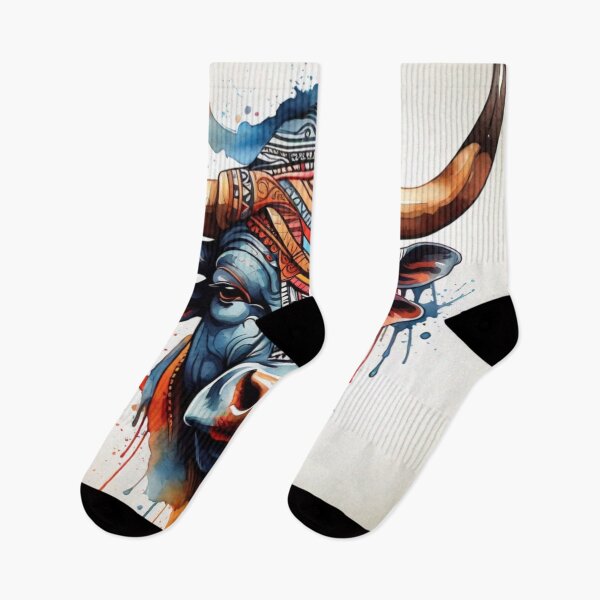 Item preview, Bull tribal watercolor designed and sold by shokA Design.