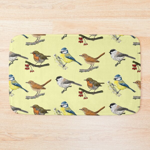 Item preview, four European songbirds duckling yellow background designed and sold by yaoyao-friends.