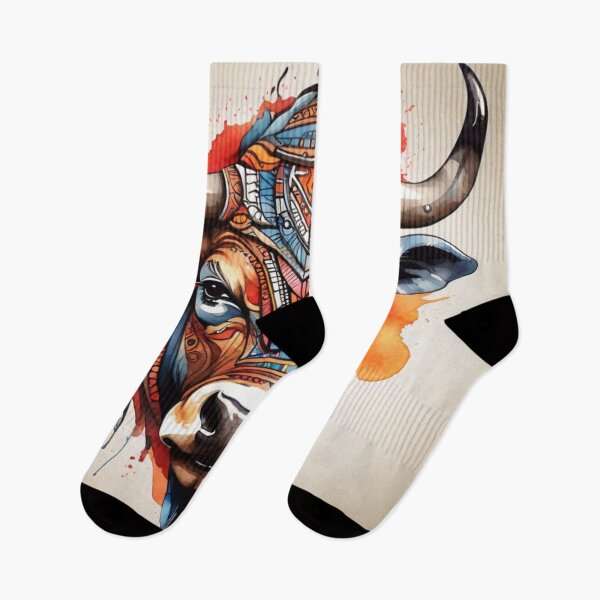 Item preview, Bull tribal watercolor designed and sold by shokA Design.