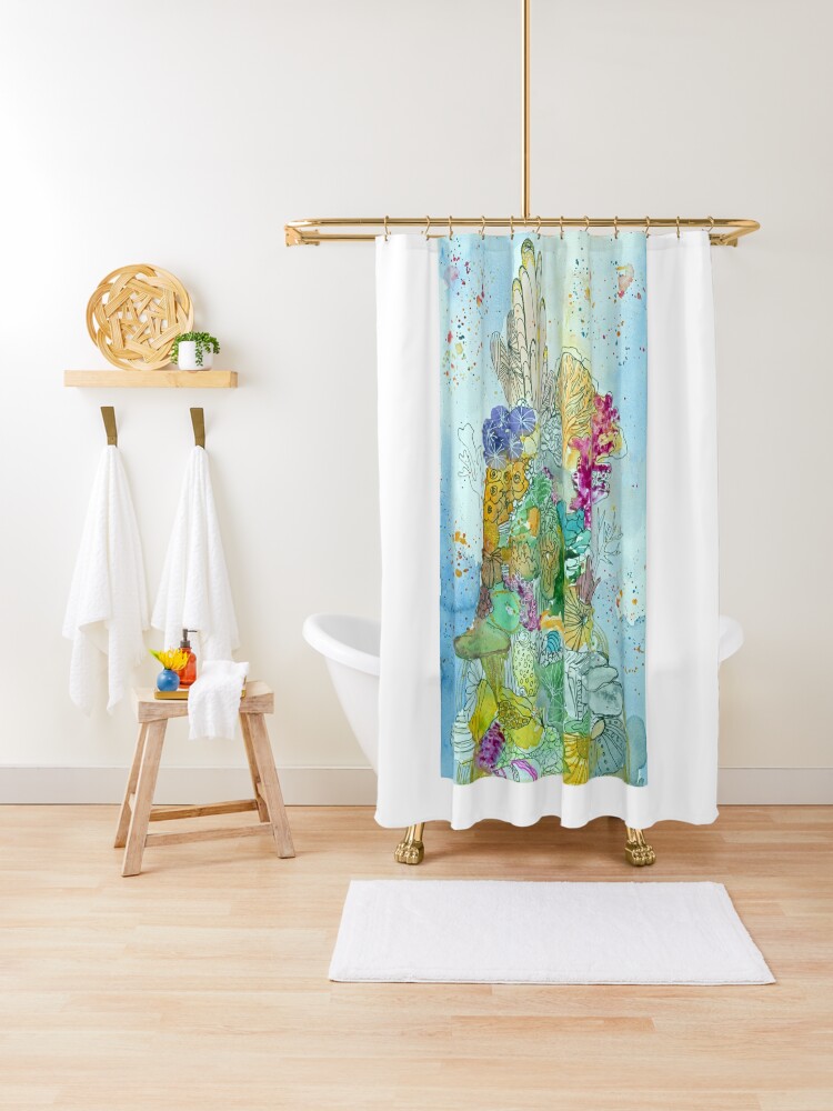 Thumbnail 1 of 5, Shower Curtain, Coral Tower designed and sold by BirgitteB.