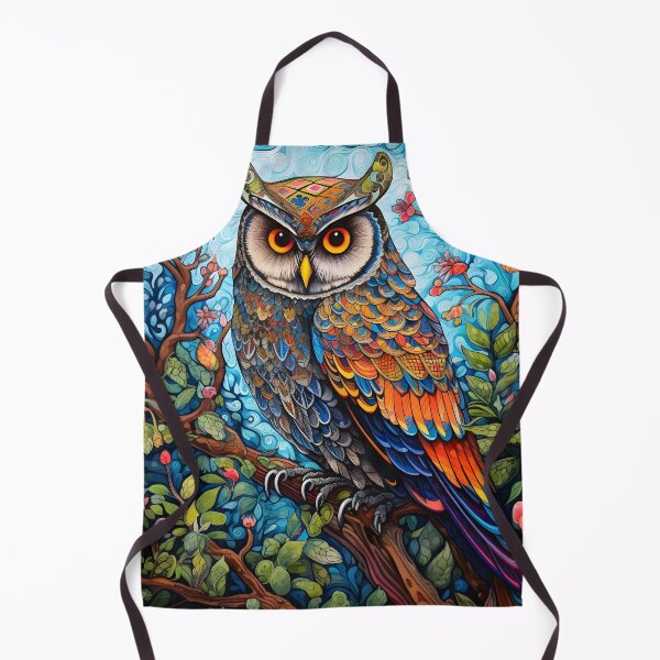Item preview, Colorful floral vivid perched owl designed and sold by dcrc.