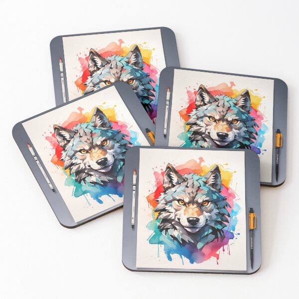 Item preview, Watercolor wolf designed and sold by RAILGUNWII.