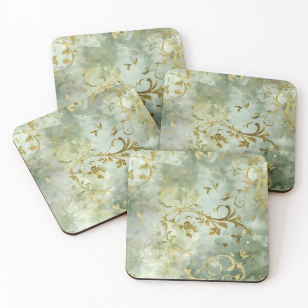 Item preview, Sage Green and Gold Grunge Damask Textile Pattern Regency Core Aesthetic  designed and sold by MimsTees.