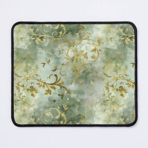 Item preview, Sage Green and Gold Grunge Damask Textile Pattern Regency Core Aesthetic  designed and sold by MimsTees.