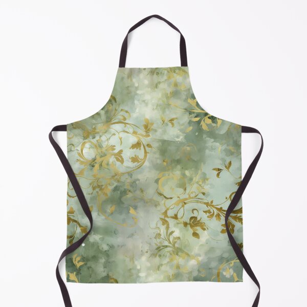 Item preview, Sage Green and Gold Grunge Damask Textile Pattern Regency Core Aesthetic designed and sold by MimsTees.