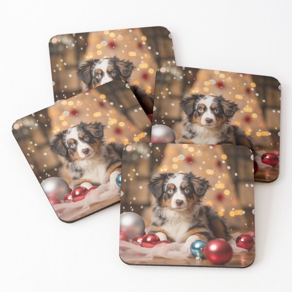 Item preview, Christmas Aussie Shepherd Puppy (white) designed and sold by Samuelsboro.