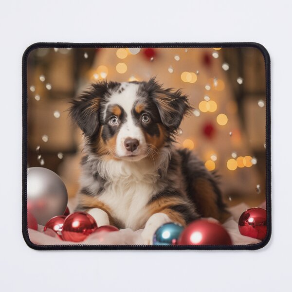 Item preview, Christmas Aussie Shepherd Puppy (white) designed and sold by Samuelsboro.