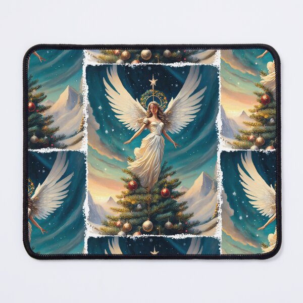 Item preview, Oh Holy Night: A beautiful angel on top of the Christmas tree, spiritual with halo, spread wings and a star designed and sold by WitchDesign.
