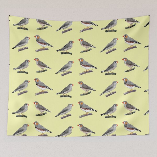Item preview, Australian and Timor zebra finch pairs duckling yellow background designed and sold by yaoyao-friends.
