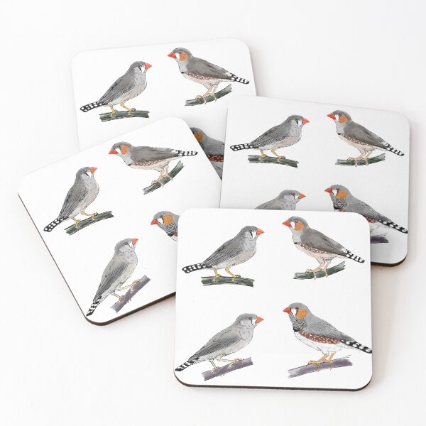 Item preview, Australian and Timor zebra finch pairs white background designed and sold by yaoyao-friends.