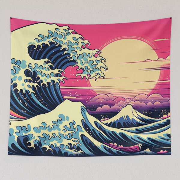 Item preview, Kanagawa's Retro Wave designed and sold by Dopeful.