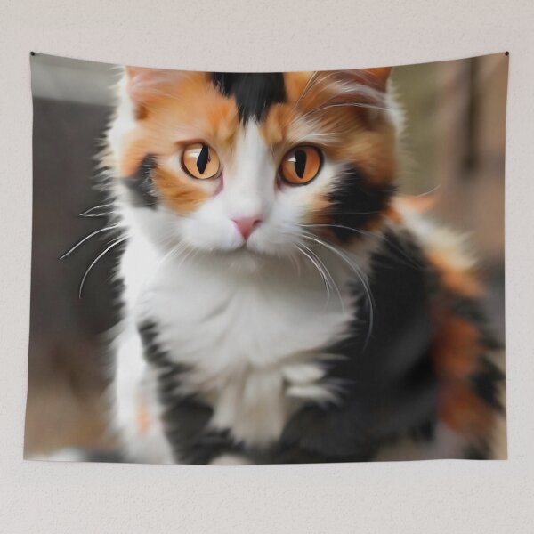 Item preview, Calico cat  black around eyes orange nuzzle white paws designed and sold by RAILGUNWII.