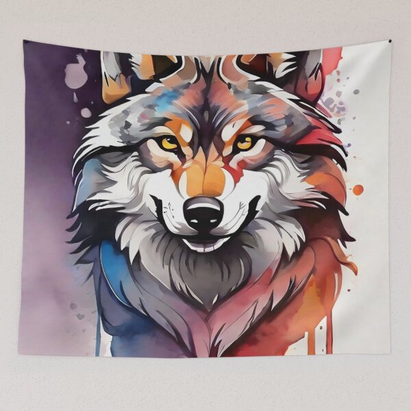 Item preview, high quality wolf watercolor designed and sold by RAILGUNWII.